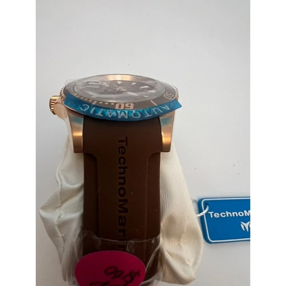 #W043TechnoMarine Manta TM-219089 Automatic Mens 42mm Brown Rose Gold Dive Watch